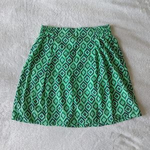 Navy, Mint, and White Geometric Pattern Mini Skirt